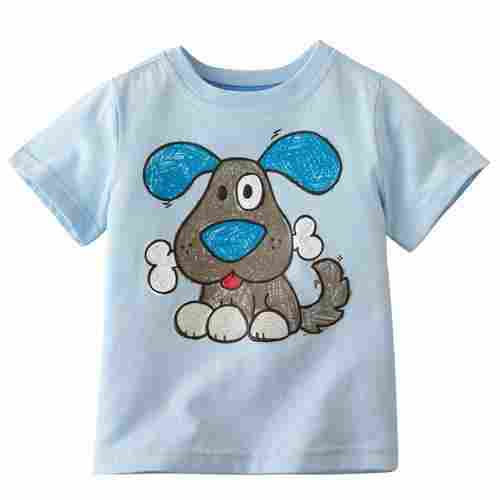 Cotton Blue Printed Half Sleeve T Shirts For Baby