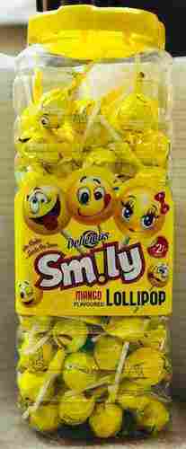 Delicious Smily Mango Flavoured Sweet Center Filled Candy Lollipop
