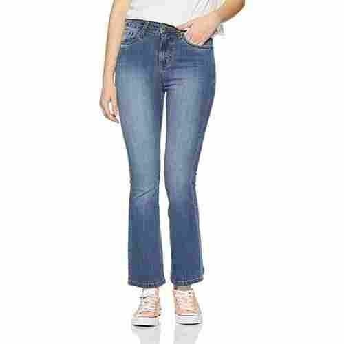 Light Blue Color Faded Boot Cut Jeans With Comfort Fitting And Normal Wash