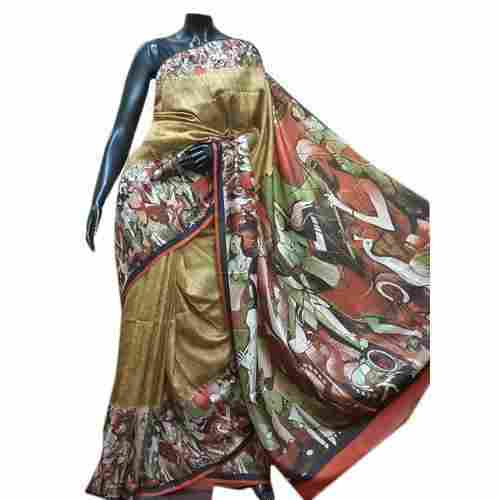 Party Wear Digital Printed Ladies Saree With Blouse Piece And Pure Silk Fabrics
