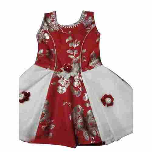 Comfortable All Day Long, Designer and Stylish White And Red Designer Girl Frock