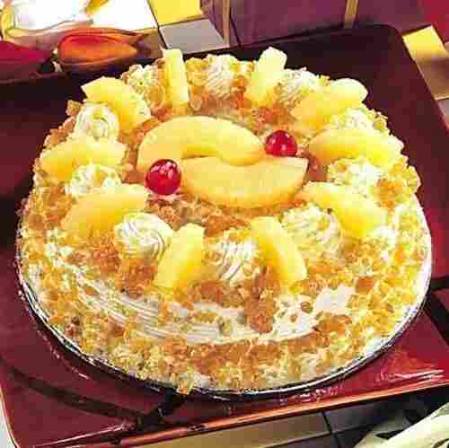 100% Fresh Butterscotch Cake With Pineapple And Cherry Topping