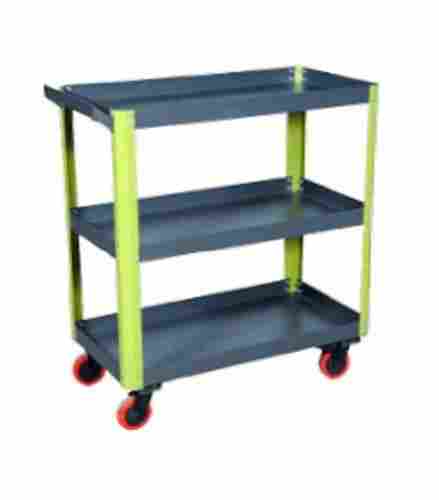 Green And Grey Material Trolley 3 Rack With Wheels For Home Uses Strong And Durable