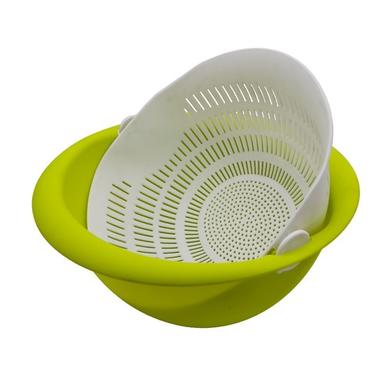 Green And White Lightweighted Portable Plastic Strainer For Kitchen  Size: Customized
