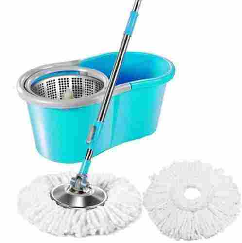 Mop Floor Cleaner With Spin Bucket Mop Set Offers Stainless Steel Pole For 360 Floor Cleaning With 2 Microfibers