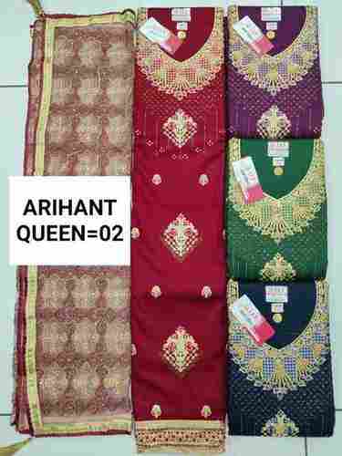 Multicolored 100% Pure Cotton Embroidered Fabric For Making Suit Salwar