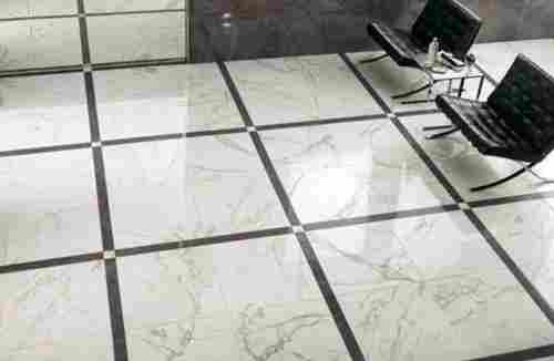 White Color Ceramic Gloss Digital Border Floor Tiles Square Edge Pattern 