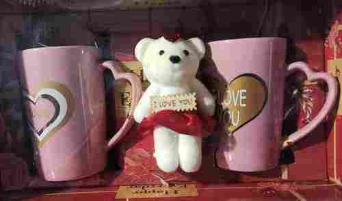 I Love You Printed Ceramic Material Coffee Mug With Small Teddy Bear Gift Pack