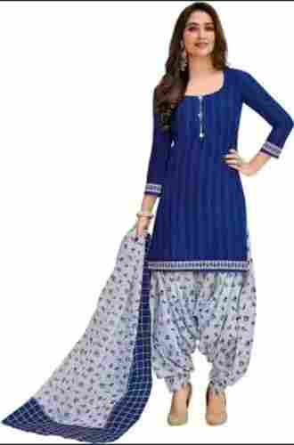 Women'S Classy With Round Neck And 3/4 Sleeves Fully Stitched Cotton Silk Salwar Suit