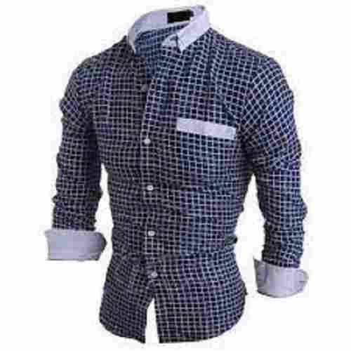 Blue Checked Pattern Full Sleeves Boys Shirt Durable And Good Material