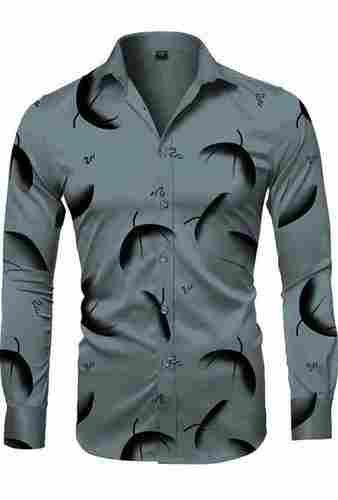 Men Collar Neck Full Sleeves Pure Cotton Breathable Printed Casual Shirt