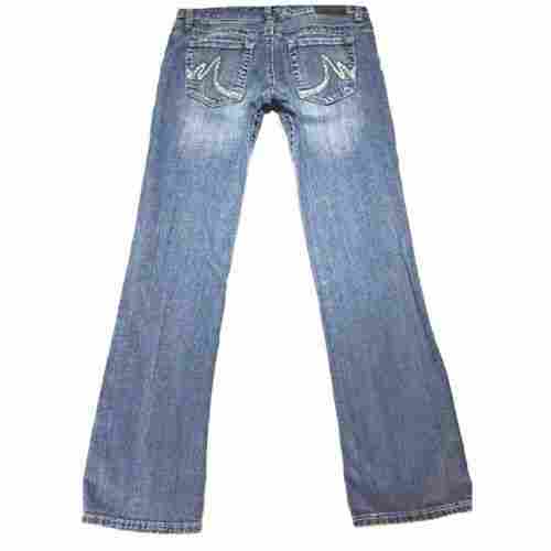 Washed Pattern Blue Color Denim Boot Cut Mens Jeans For Casual Wear