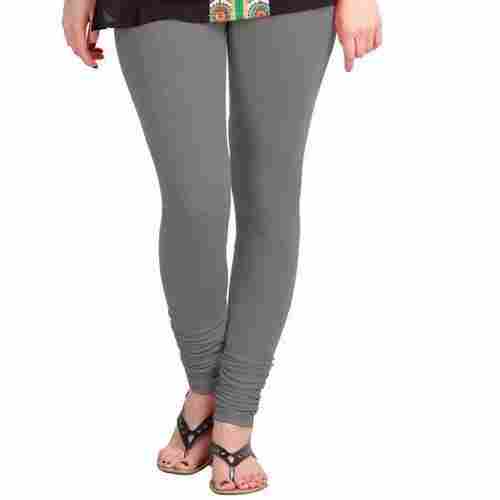 Grey Lycra Stretchable Skin Friendly Breathable Full Length Cotton Plain Leggings For Ladies 