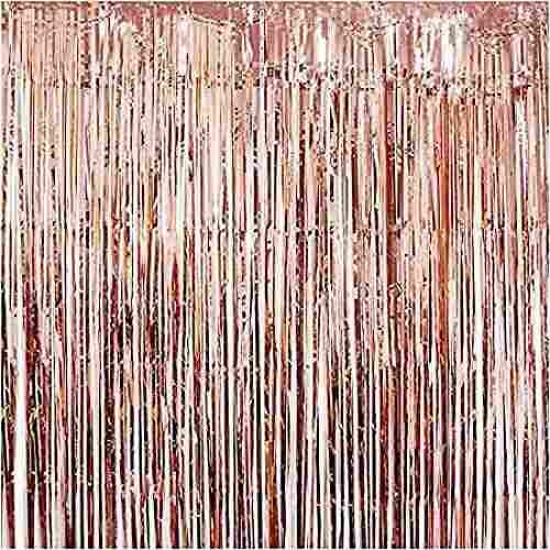 Rose Gold Metallic Foil Fringe Curtains 3ft 6ft For Any Theme Party