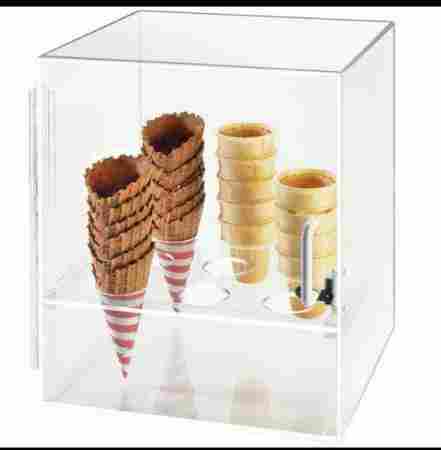 14x14 Inch Transparent Acrylic Ice Cream Cone Stand with Magnet Lock