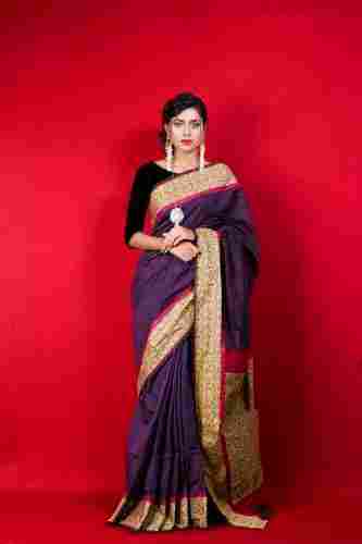 Ladies Border Printed And Embroidery Party Wear Saree With Blouse Piece