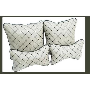 Elegant Look White And Black Autofit Double Quilted Car Neckrest Pillow (Set Of 4)