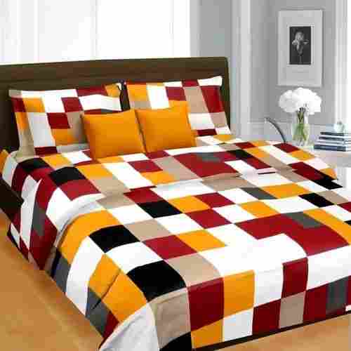 Cotton Linen Fabric Printed Blocks Double Bedsheet With Pillow Cover