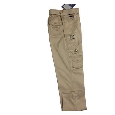 Brown 100 % Cotton Comfortable Fit And Elastic Waistband Boys Loose Fit Pant