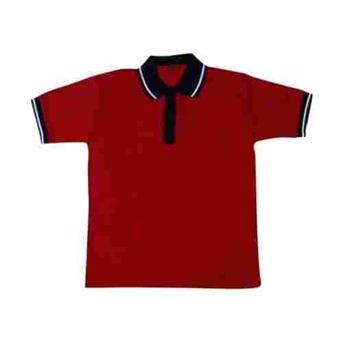 Collar Neck And Short Sleeves Summer Wear Red School Uniform T Shirt for Kids