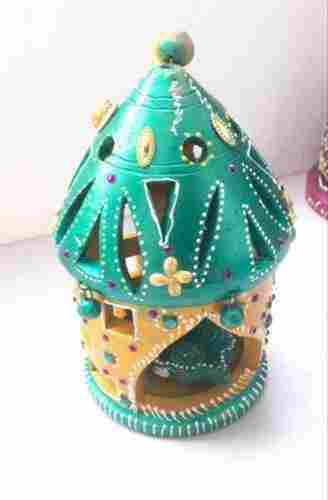 Multicolor Tera Cotta Handcrafted Hanging Diya For Exterior Decoration