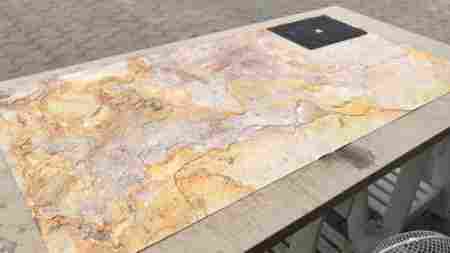 2-3mm Smooth Edge Carved Stone Veneer Sheets, 2*4 Feet For Furniture Decoration