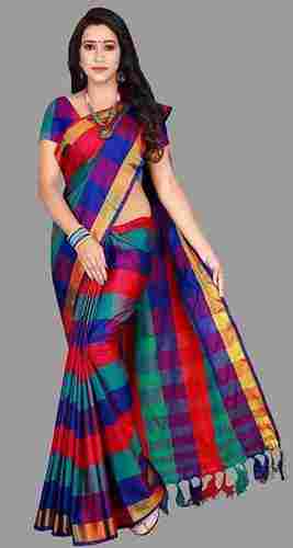 Colorful Printed 100 Percent Cotton Silk Saree For Party And Daily Wear Washable And Breathable