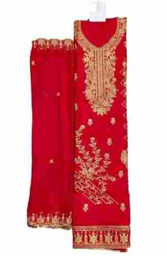 Elegant Look Embroidered Cotton-Silk Blend Unstitched Ladies Salwar Suit 