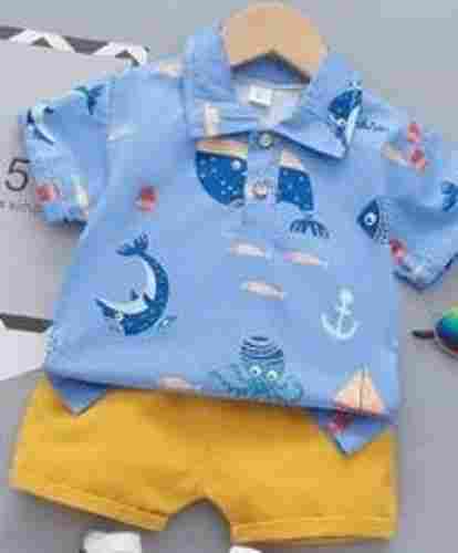 Kids Comfortable And Breathable Printed T Shirt With Short Sleeves Or Short Trouser Set