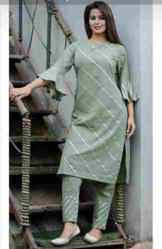 Green Designer Full Sleeves Ethnic Wear Ladies Pant Suit Washable And Comfortable 