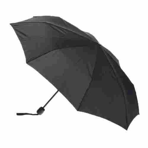 Two Fold Polyester Black Plain Umbrella With Iron Frame And Plastic Handle