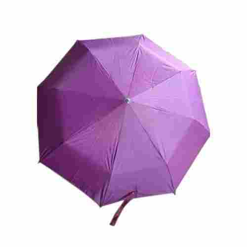 Two Fold Polyester Purple Plain Umbrella with Iron Frame and Plastic Handle