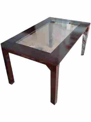 Lightweight Termite Free With Glass Top Designer Rectangular Wooden Table For Homes