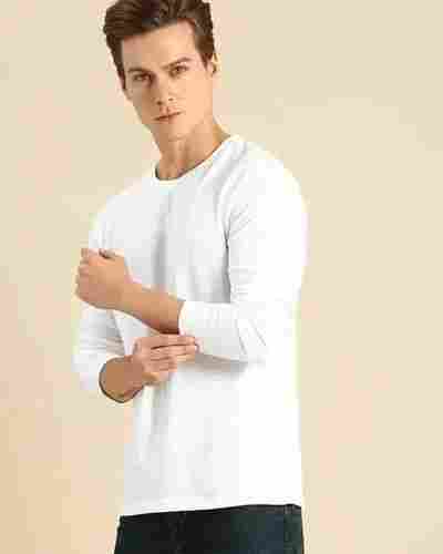 Full Sleeve Fancy And Plain White Color Men T Shirt For Casual Wear