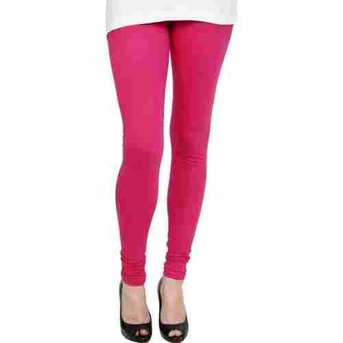 Soft And Breathable To Wear Pink Full Length Cotton Plain Lycra Leggings For Ladies