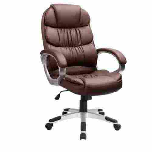 Office Chair In Brown Color With Adjustable Seat Height, Stainless Steel Legs