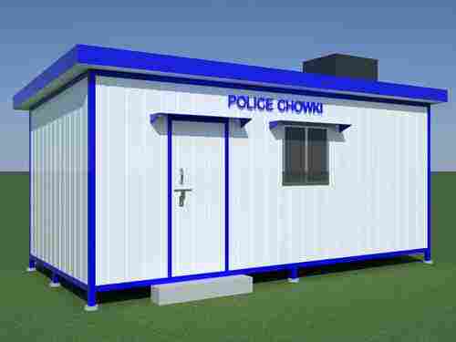 White And Blue Mild Steel Porta Cabin Used In Police Chowki