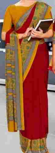 Women Formal Look Casual Wear Lightweight Printed Yellow Border Red Saree