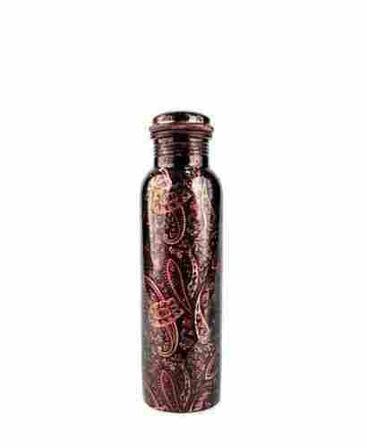 Dark Brown Classy Look Designer Printed Brass Water Bottle 1 Liter Capacity