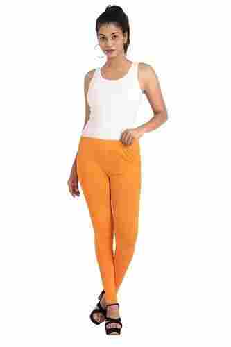 Ladies Slim Fit Ankle Length Orange Cotton Lycra Plain Churidar Leggings