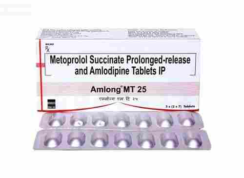 Micro Metoprolol Succinate Prolonged-Release And Amlodipine Tablets Ip Amlong Mt 25