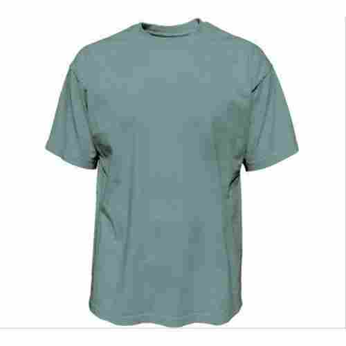 Short Sleeves Round Neck Casual Wear Plain Cotton Grey T-Shirt For Men 