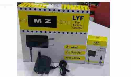 Black Mz Lyf Jio Fast Mobile Phone Charger, 2 Ampere Output 