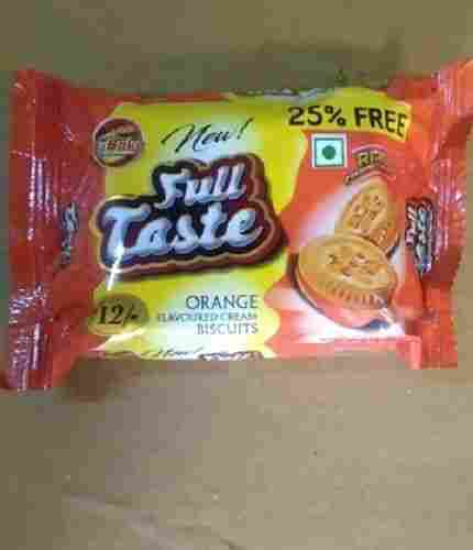 Full Taste Round Sweet Crispy Orange Flavoured Cream Sandwich Biscuits