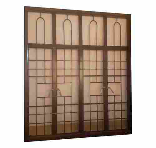 Top Class Standard Wood Finish Brown Mild Steel Window For Home And Office Use