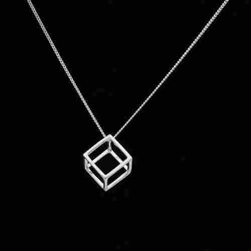 925 Sterling Silver Empty Cube Pendant