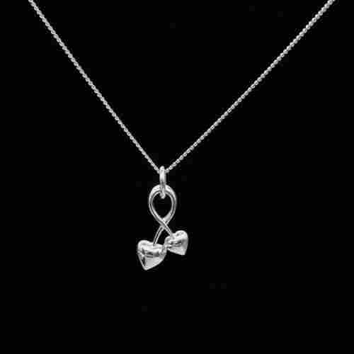 925 Sterling Silver Two Tiny Heart Pendant