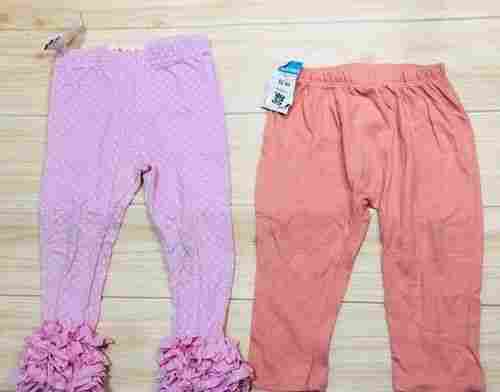 Light Pink Color Pure Cotton Three Fourth Length Stylish Summer Kids Girls Leggings 
