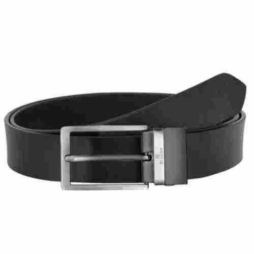 Mens Genuine Leather Plain Pattern Formal Belt with Pressing Buckle