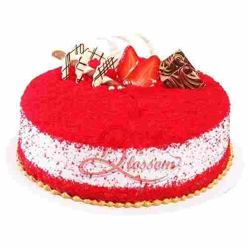 Round Shape Hygienically Packed And Customized Red Velvet Birthday Cake